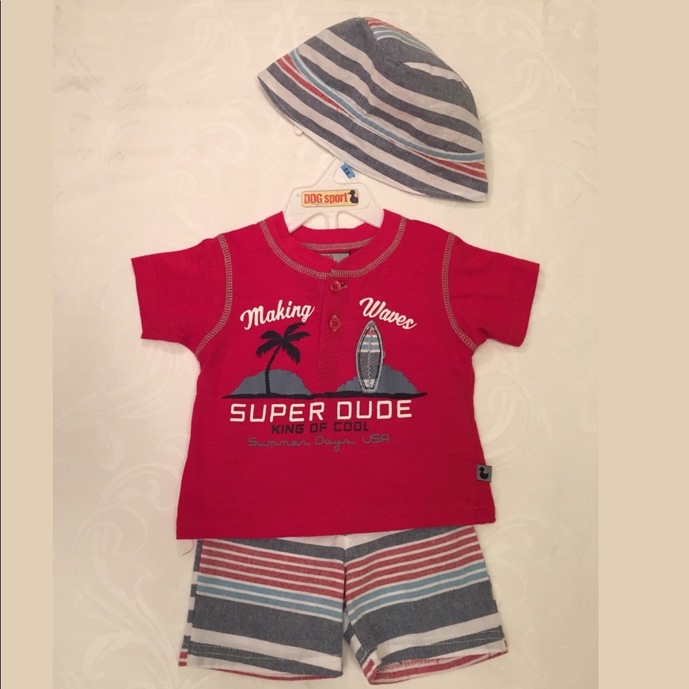 Boys, 18 months, 3 piece Set with Matching Hat.